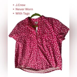 J. Crew Vibrant Pink Floral Blouse